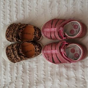 Bundle Toddler girl shoes Size 6 Cat & Jack Leopard print and Stride Rite pink